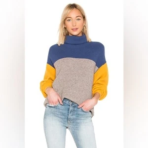 Free People weich strukturierter Colorblock Pullover in Blau Größe S - Bild 1 von 9