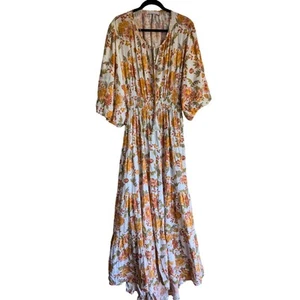 White Closet Size 18 US 14 Maxi Dress Floral Cotton Smock Waist Boho Summer - Picture 1 of 5