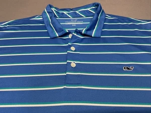 Vineyard Vines Performance Polo Shirt Men's 2XL Blue Stripe Short Sleeve - Picture 1 of 9