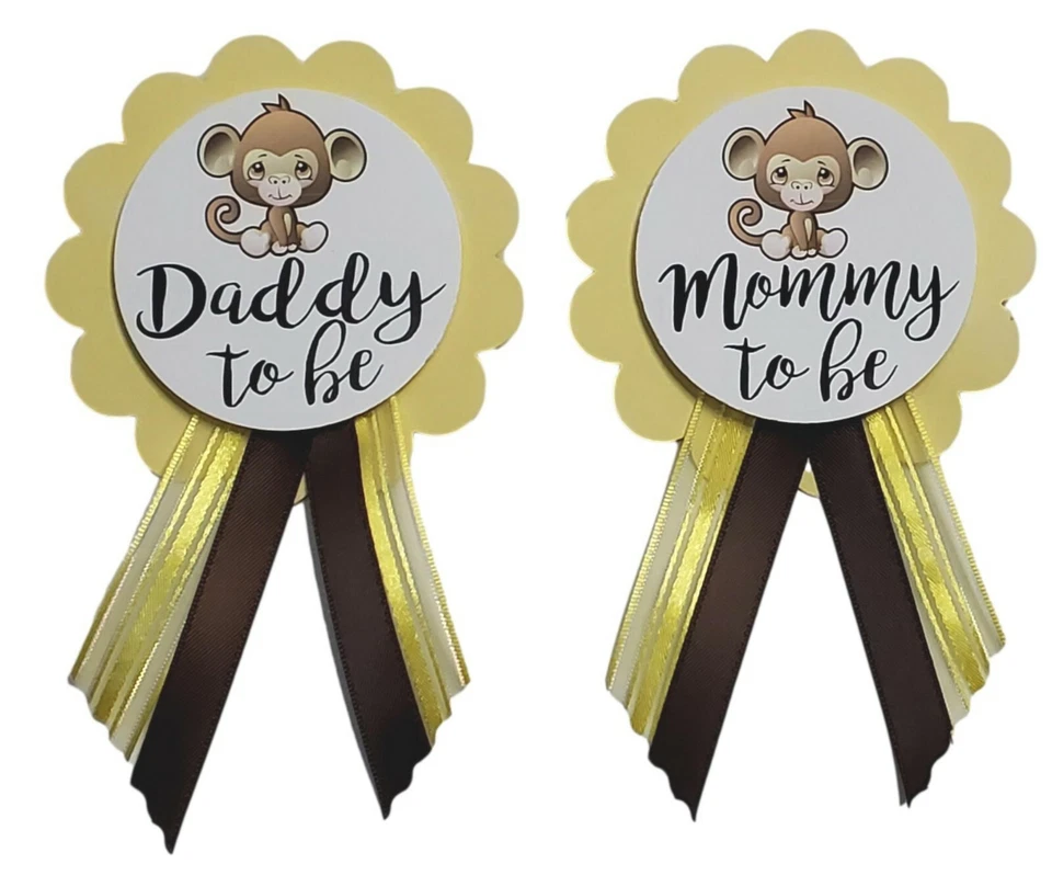 Pin de baby shower para mamá o papá para ser mono revelación de género abuela selva Foto 1 de 4