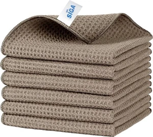 Waffle Pattern Cleaning Cloths, Reusable Absorbent Microfiber Cleaning Cloths, L - Picture 1 of 7