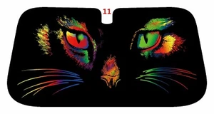 Car window Sun Shade with yellow, red or green cat eyes, made to order - Bild 1 von 1