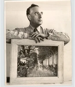 Foto de prensa del artista mexicano ANTONIO RUIZ Covarrubias pintura SAN FRANCISCO 1939 - Imagen 1 de 2
