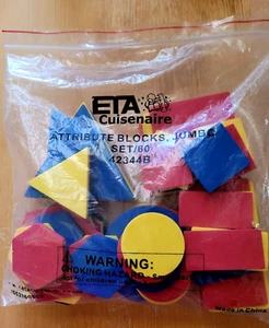 ETA hand2mind Cuisenaire Attributo Jumbo Blocks Set di 57 (mancano 3) - Foto 1 di 6