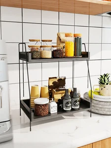 Kaffee Organizer 2 Etagen für Kaffeebar Zubehör Organizer Holz Küchenthekenregal - Bild 1 von 9