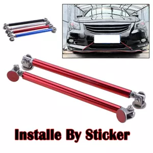 Adjustable Red Car Front Bumper Lip Splitter Strut Rod Tie Support Bars Spoiler - Picture 1 of 8