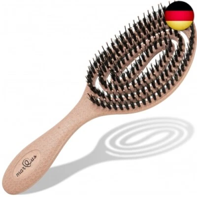 MarQus Bio Haarbürste mit Wildschweinborsten und Spiralfeder - Entwirrbürste f