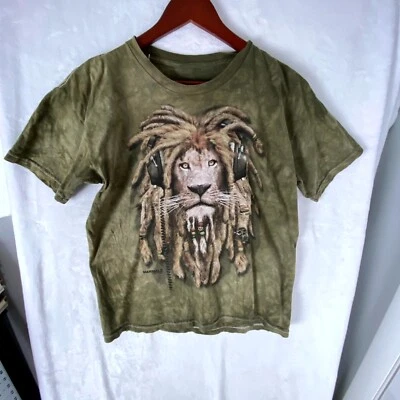 Camiseta Rainforest Café Para Hombre Pequeña Verde Oliva León Rastas Gráfico Safari Foto 1 de 4