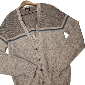 Cárdigan Suéter De Colección Robert Bruce Mezcla De Lana A Rayas Para Hombres L Grandpacore Retro - Imagen 1 de 12