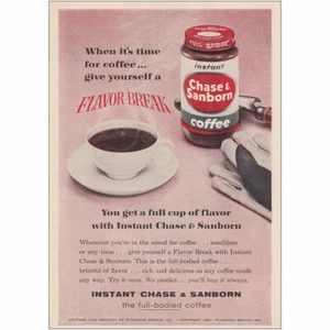 1957 Chase & Sanborn: Give Yourself a Flavor Break Vintage Print Ad - Picture 1 of 1