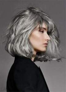 Perruque cheveux synthétiques pour femmes gris afro bouclé 2021 gracieusement moyen