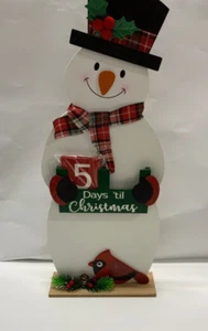New! Holiday Time Snowman Wooden Count down to Christmas Festive Upright Stand - Imagen 1 de 4