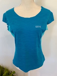 GORE Womens Size Medium Blue Cap Sleeve Scoop Neck Logo Activewear Top NEW - Picture 1 of 5