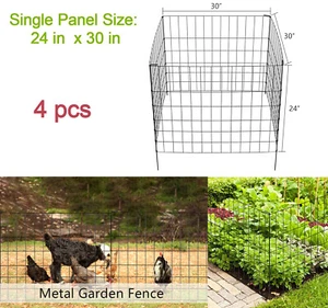 4 PCS Wire Garden Fence Border Flower Bed Fence Panel 24" x 10ft Landscape Decor - Picture 1 of 9