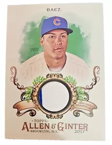 2017 Allen & Ginter Javier Baez Relic Card FSRB-JBA Chicago Cubs - Foto 1 di 2