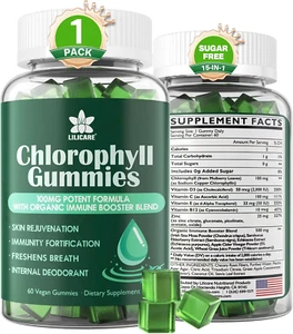 Sugar Free Chlorophyll Gummies - with Unfiltered ACV, Sea Moss & Elderberry, Ech - Picture 1 of 12
