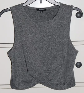 Top recortado para mujer Zohba activo sin mangas gris brezo frontal con giro talla L - Imagen 1 de 7