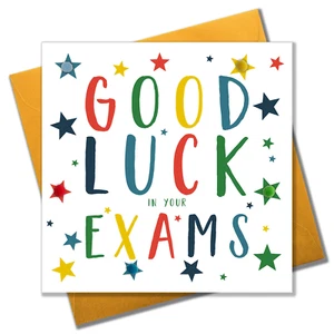 Exam Good Luck Card, Stars, Embellished with pompoms - Picture 1 of 4