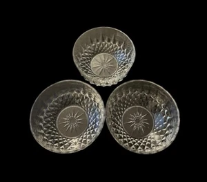Arcoroc Starburst Diamond Crystal 3 Individual Salad Bowls 4 7/8" Clear FRANCE - Picture 1 of 8