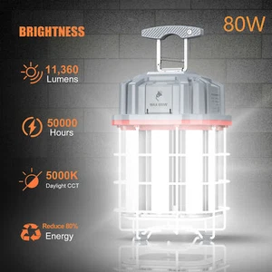 Linkable LED Temporary Work Light 80W 11600LM Portable Construction Jobsite Lamp - Picture 1 of 10