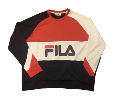 🔥 De colección FILA Sport Crew Sudadera Hockey Jersey Rojo Blanco Azul Grant Hill XXL Foto 1 de 4