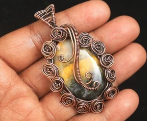 Rose Blume Hummel Jaspis Edelstein Kupferdraht Wickel Anhänger Schmuck N278 - Bild 1 von 9