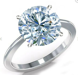6.14 Ct Vvs1/ Huge Round Blue White Moissanite Diamond Solitaire 925 Silver Ring