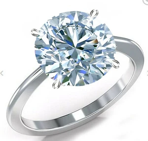 10.12 Ct Vvs1/Huge Round Blue White Moissanite Diamond Solitaire 925 Silver Ring - Picture 1 of 1