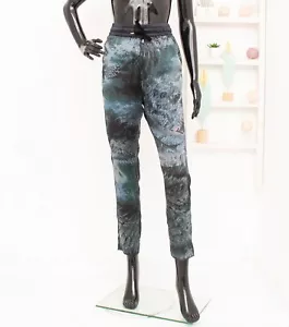 Pantalones de seda Munthe piel de serpiente pitón azul/gris pierna cónica pantalones para mujer 34 - Imagen 1 de 9