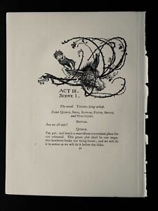 c1908 Original Prints x 12 Pages from A MIDSUMMERS NIGHT DREAM by Arthur Rackham