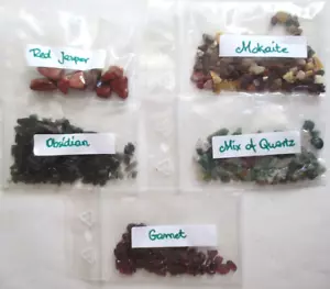 Semi Precious Stone Pieces 5 Different Types Garnet Red Jasper Quartz Unused #1 - Picture 1 of 2