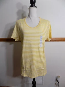 Croft & Barrow Classic T-Shirt, Gr. XXL *NEU* gelb/weiß gestreift Kurzarm - Bild 1 von 6