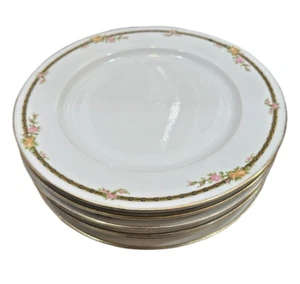 ANTIQUE T&V LIMOGES FRANCE 6928 PATTERN DINNER PLATES FLORAL GOLD TRIM SET OF 6 - Picture 1 of 7