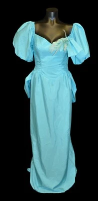 Vestido Baile Allure Vintage Años 80 Azul Tafetán Dama de honor Baile de graduación Fiesta Talla 9/10 Nuevo con Etiquetas Foto 1 de 3