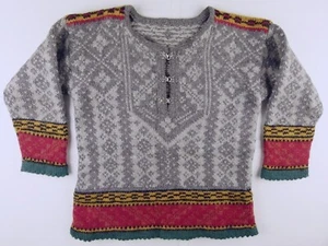 J450 NORWAY vintage 100% wool home made folk jumper sweater kid size great cond! - Picture 1 of 3