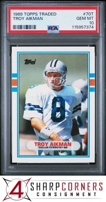 1989 TOPPS TRADED #70T TROY AIKMAN RC COWBOYS HOF PSA 10 - Image 1 of 2