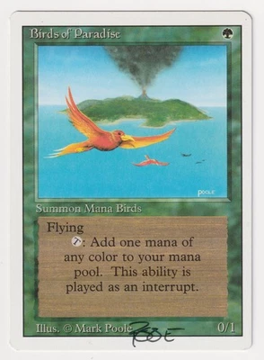 Signed Birds of Paradise LP Revised Edition Artist Mark Poole 1994 MTG Magic EDH - Image 1 of 2