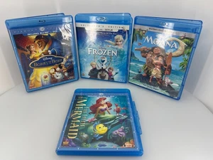 Disney BluRay Animated Movies Lot Beaty Beast Frozen Moana Little Mermaid - Foto 1 di 19