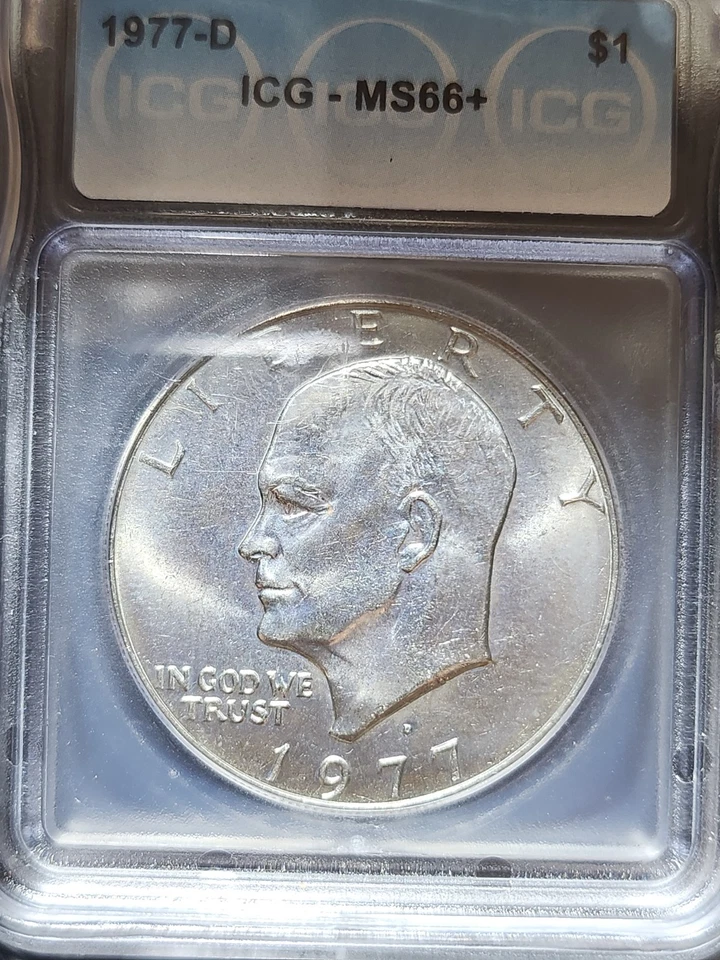1977-D Eisenhower $1 MS66+ ICG Graded Slab Collectible Dollar - Image 1 of 4