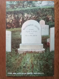 c1907 Washington Irving's grave, Tarrytown, Westchester County, NY, Rotograph - Picture 1 of 2
