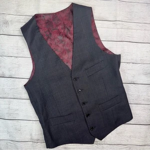 Indochino anthrazitgraue Herrenweste mit Satinfutter 100% Wolle Größe 34 - Small - Bild 1 von 6