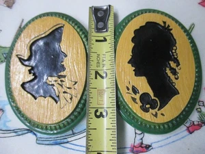 Vintage Miller Studio Kolonial Mann & Frau Kamee Silhouette Wandkunst Plaketten  - Bild 1 von 15