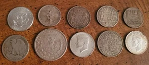 10 Old WORLD SILVER & USA Coin Lot - EARLY 1921-1965 ALL SILVER WW2 - MORGAN - Picture 1 of 12