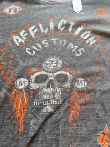 Vtg AFFLICTION CUSTOMS Motorcycle Long Sleeve Shirt SZ XL - Picture 1 of 8