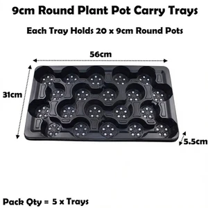 9 cm Seed / Flower Plant Pot Carry Trays Drip Market Tray Round  Qty = 5 - Picture 1 of 3