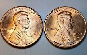 1984 P ~ 1984 D BU Lincoln Memorial Cent Penny 1C Red RD Uncirculated - Picture 1 of 2