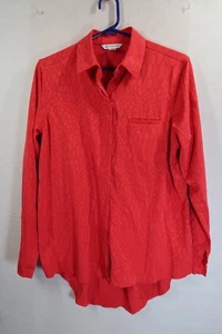 ATHLETA Urbanite Textured Top Button Down Matador Red Sz S/P Long Sleeve - Picture 1 of 11