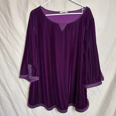 Camisa túnica de terciopelo Soft Surroundings para mujer 3X - Top púrpura real Foto 1 de 4