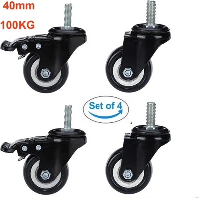 4 Rollen mit Gewindestift Transportrollen Laufrollen Möbelrollen Lenkrollen Sets - Bild 1 von 4