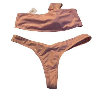 Damsel Pink Thong Bikini Bottom Size Small - Image 1 of 4